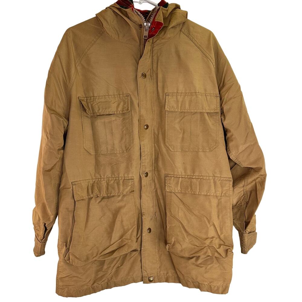 Woolrich Vintage Men's Parka Checkered Fleece Lined Jacket Size Large